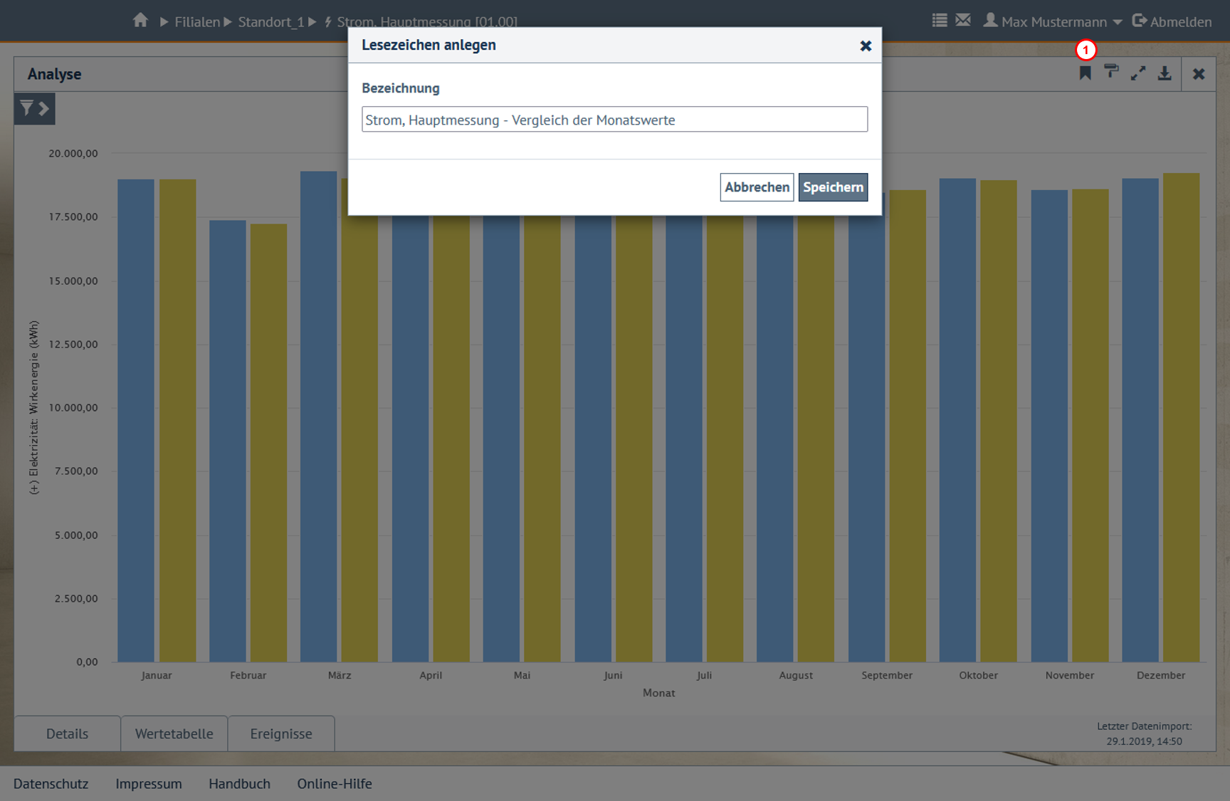 Erstellung eines neuen Lesezeichens