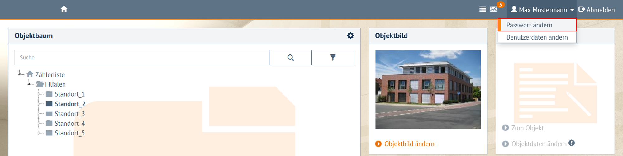 Aufruf Passwortänderungsprozess