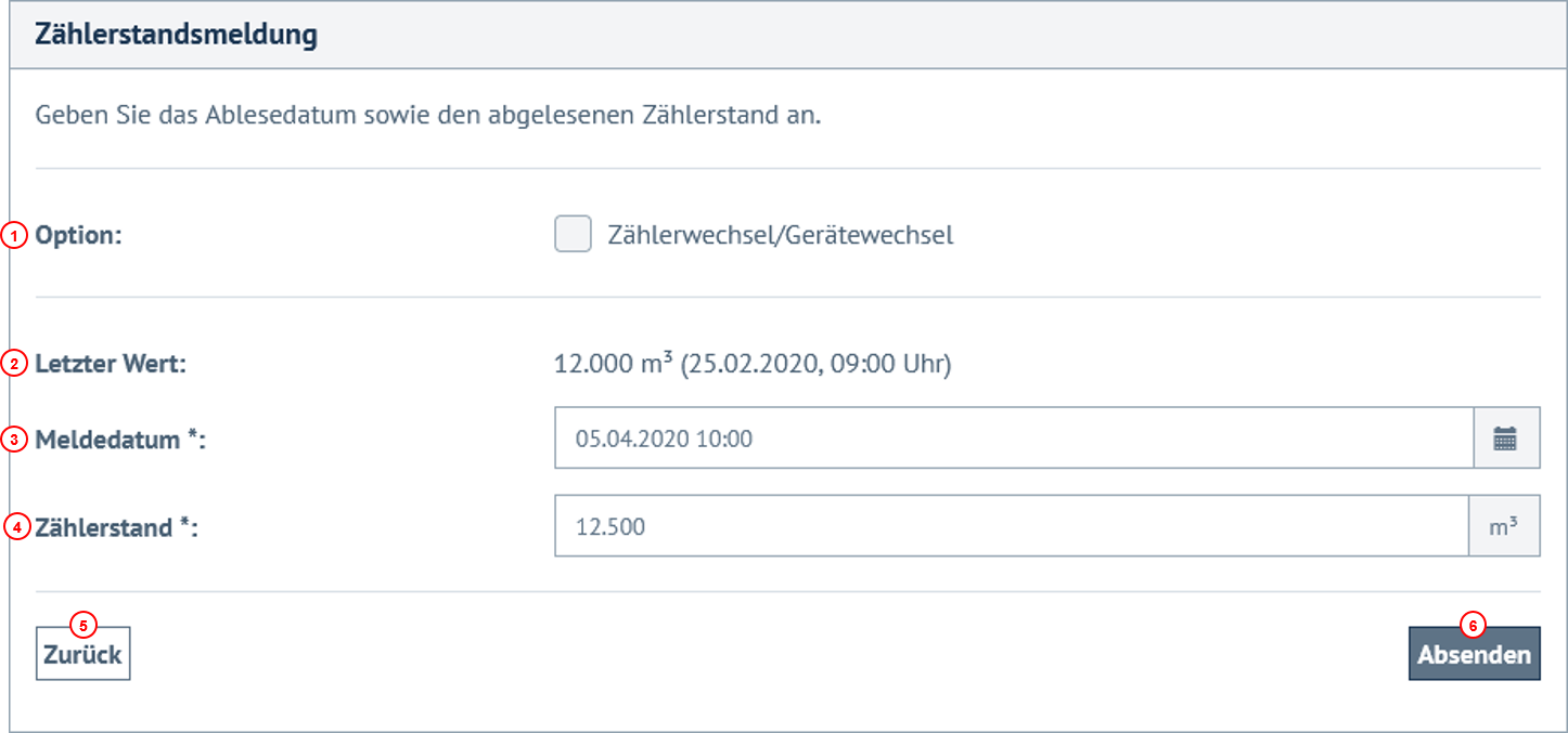 Erfassungsmaske bei manueller Werterfassung