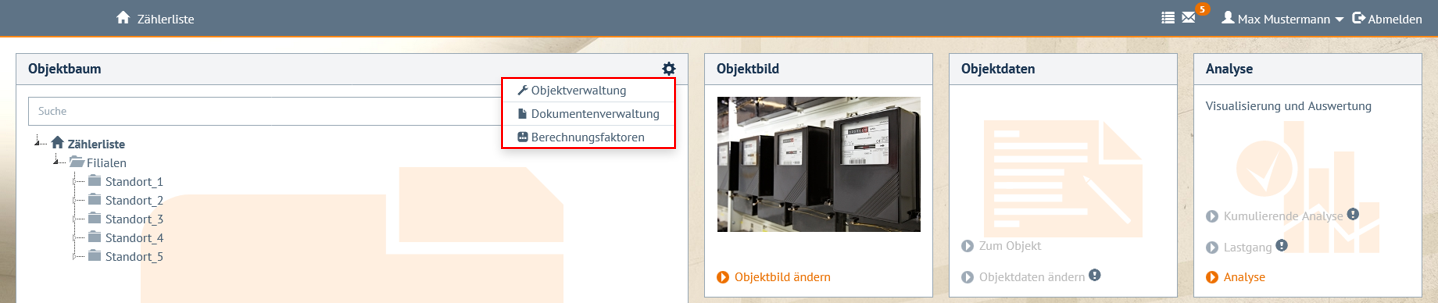 Aufruf der Administrationsebenen