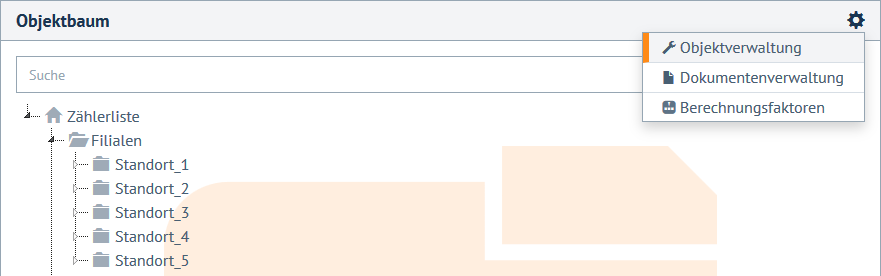 Aufruf der Objektverwaltung (Schritt 1)