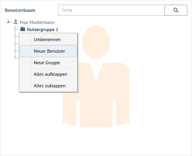 Öffnen der Erfassungsmaske zur Neuanlage eines Benutzers