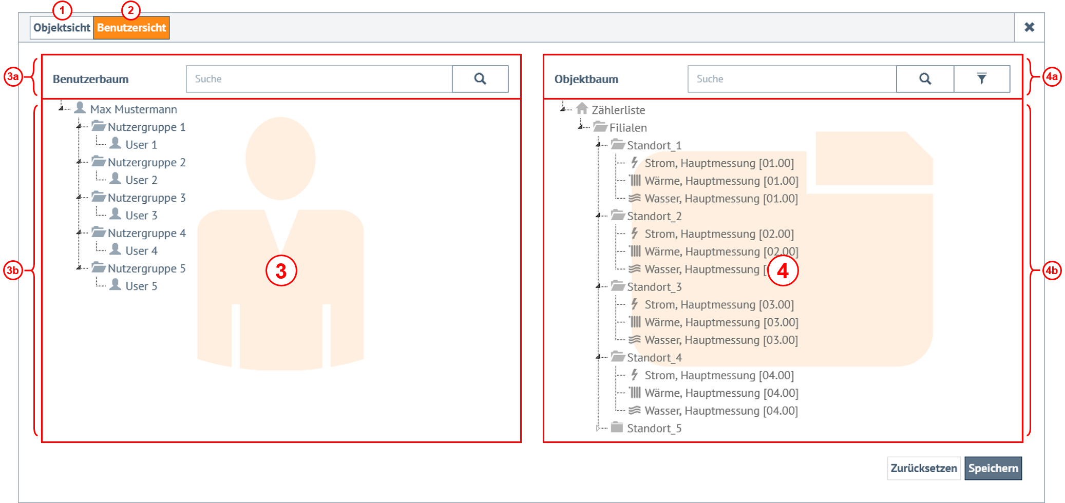 Benutzersicht in der Objektverwaltung