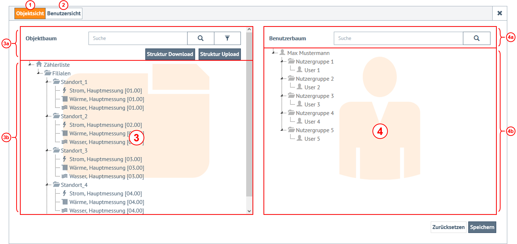 Objektsicht in der Objektverwaltung